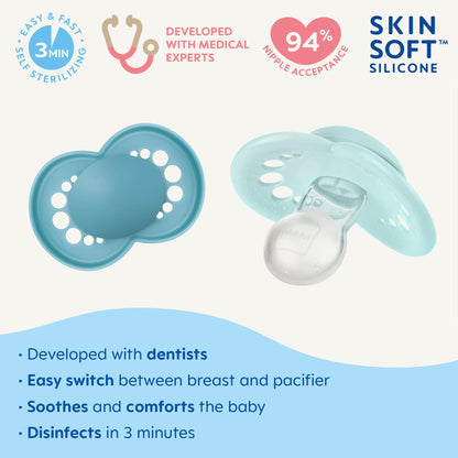MAM Original Matte Baby Pacifiers, Binky for 6-16 Months, BPA-Free Silicone Nipple, Easy to Clean, Best for Breastfed Babies, Developed with Medical Experts, 2 Count Binkies with Sterilizer Case