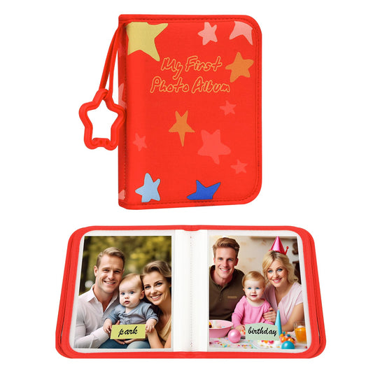 Baby's My First Photo Album for Baby Holds 21 4x6 Photos, Baby Photo Album Soft Cloth Family Book, My First Family Album for 4x6 Baby Shower Kids Toddlers Family Pictures, Toddler Photo Album (Blue)