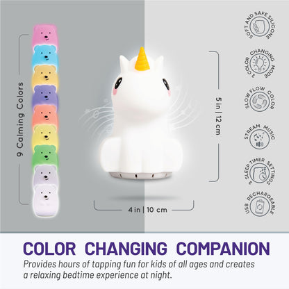 Lumipets Bear, Kids Night Light, Play Music, Silicone Nursery Light for Baby and Toddler, Squishy Night Light for Kids Room, Animal Night Lights for Girls and Boys, Kawaii Lamp, for Bedroom