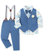 WESIDOM Toddler Boy Clothes Suit Formal Dress Shirt+Bowtie+Vest+Boutonniere+Suspender Pants Boys Gentleman Outfits Set