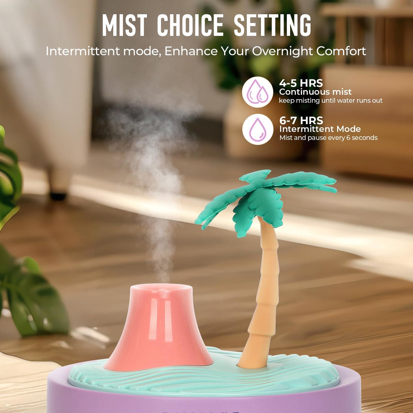 Cute Flower Mini Humidifier, 260ml Gardenia Desktop Humidifiers for Bedroom, Portable Small Cool Mist Humidification for Home, Baby Nursery, Office & Indoor Plants, USB Powered (Pink)