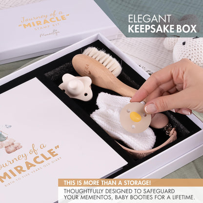 Keepsake Memory Book for Baby Boy or Girl First 5 Years, All-in-One Keepsake Box with Wax Seal Kit and Footprint Kit Included, Elegant Milestone Scrapbook Gift Set with Photo Album