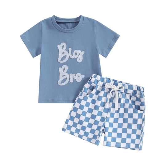 Toddler Baby Boy Summer Clothes Letter Short Sleeve T Shirt/Romper Casual Shorts Set Brother Matching Outfits