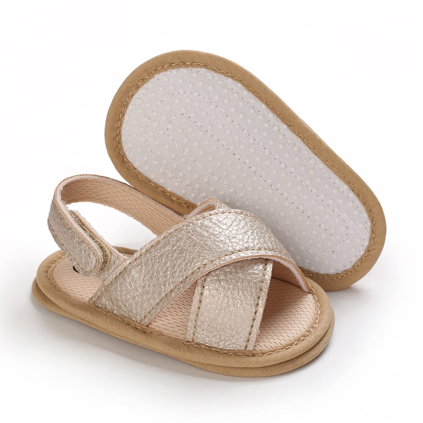 SOFMUO Baby Girls Sandals Premium Soft Sole Infant Indoor Flat Newborn Slippers Lightweight Comfort Toddler Summer Princess Dress Shoes