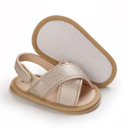 SOFMUO Baby Girls Sandals Premium Soft Sole Infant Indoor Flat Newborn Slippers Lightweight Comfort Toddler Summer Princess Dress Shoes