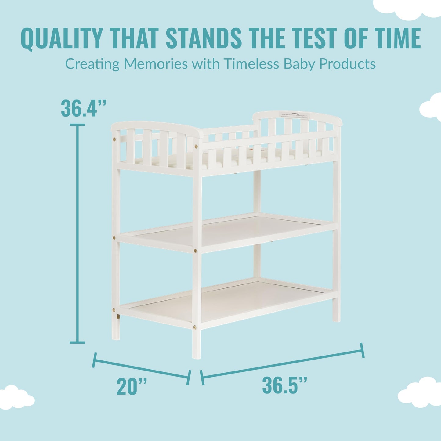 Dream On Me Emily Changing Table In Natural, Comes With 1" Changing Pad, Features Two Shelves, Portable Changing Station, Made Of Sustainable New Zealand Pinewood