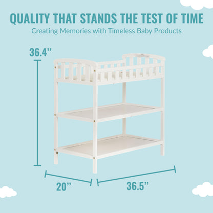 Dream On Me Emily Changing Table In Natural, Comes With 1" Changing Pad, Features Two Shelves, Portable Changing Station, Made Of Sustainable New Zealand Pinewood