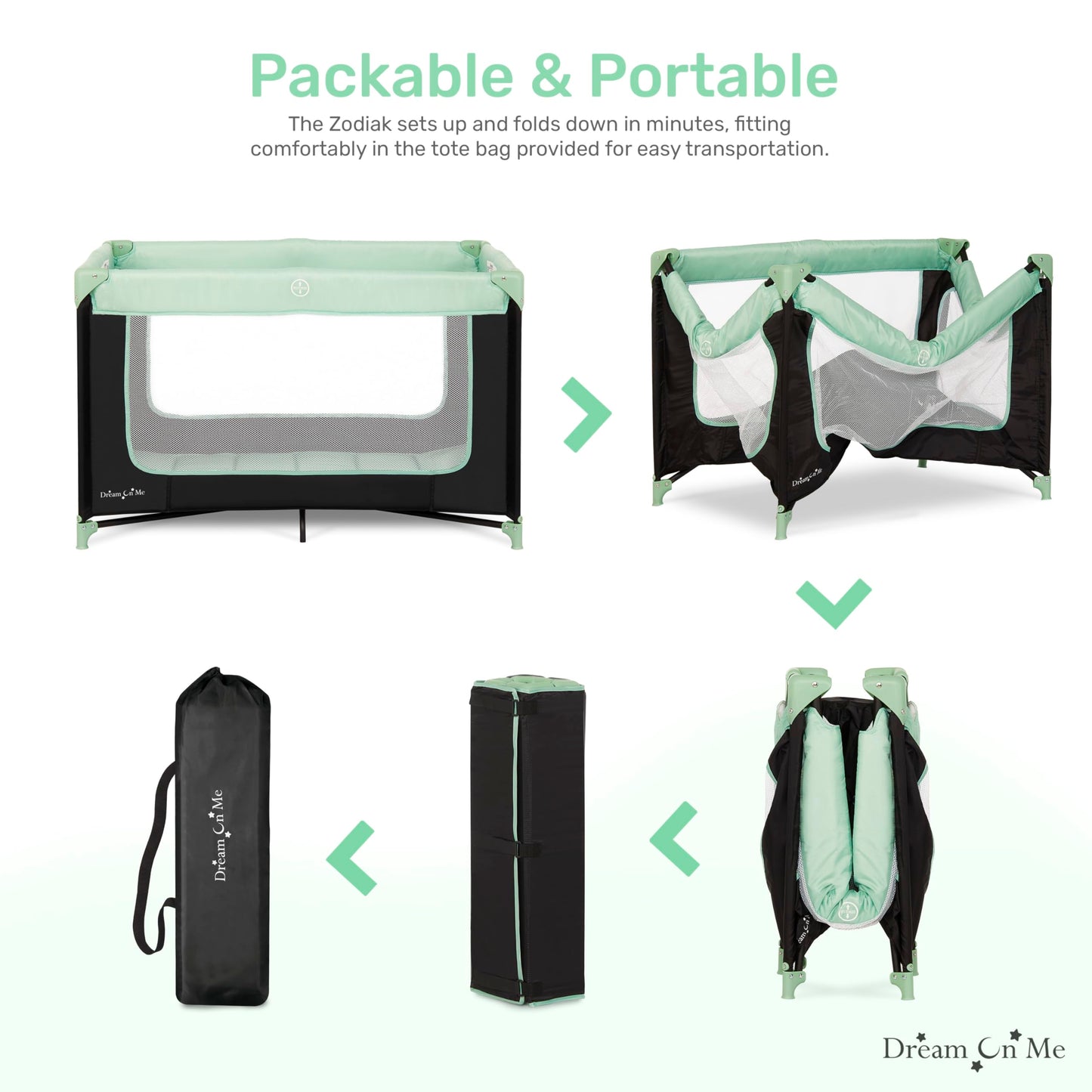 Dream On Me Zodiak Portable Playard in Navy, Lightweight, Packable and Easy Setup Baby Playard, Breathable Mesh Sides and Soft Fabric - Comes with a Removable Padded Mat