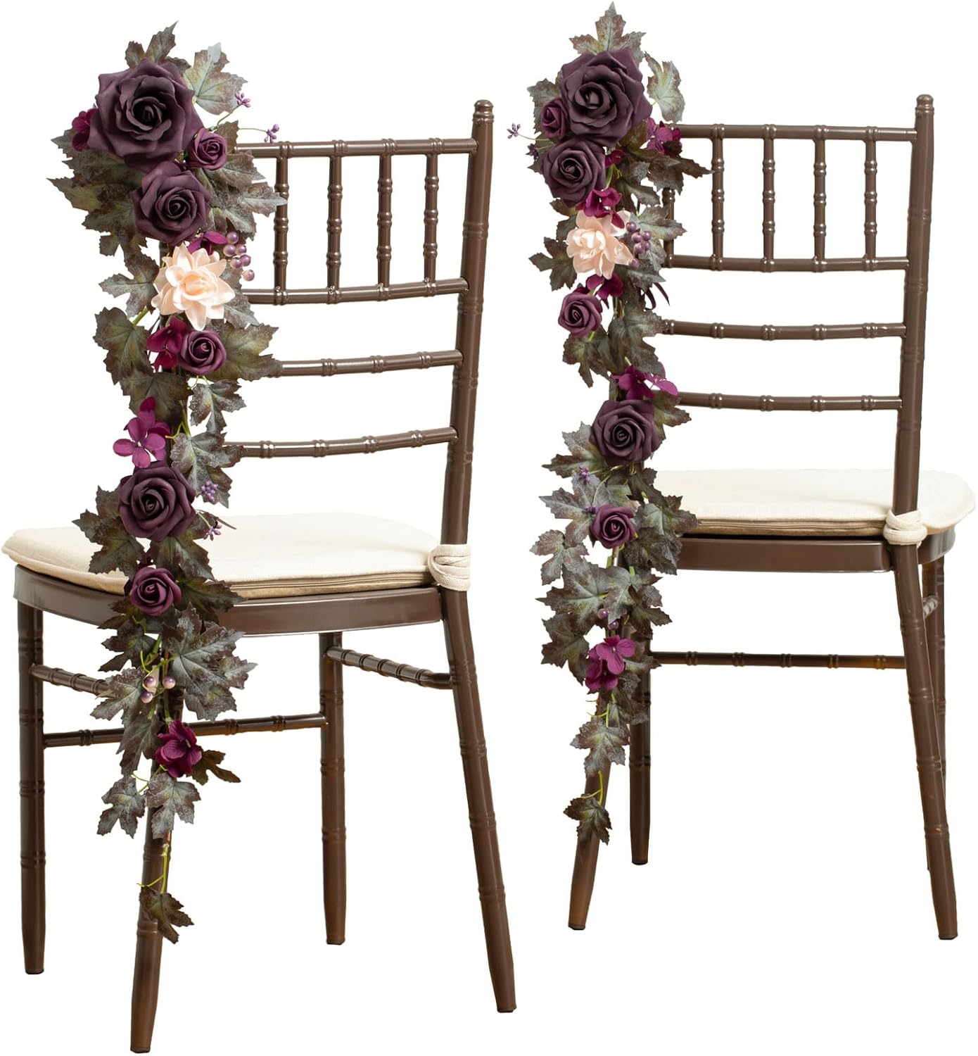 Ling's Moment 10pcs Wedding Chair Decorations Aisle Floral Swag Artificial Pew Flowers Hanging Garland Pink Blush & Cream For Ceremony Reception Church Rose Floral Faux Arrangement Party Outdoor Decor