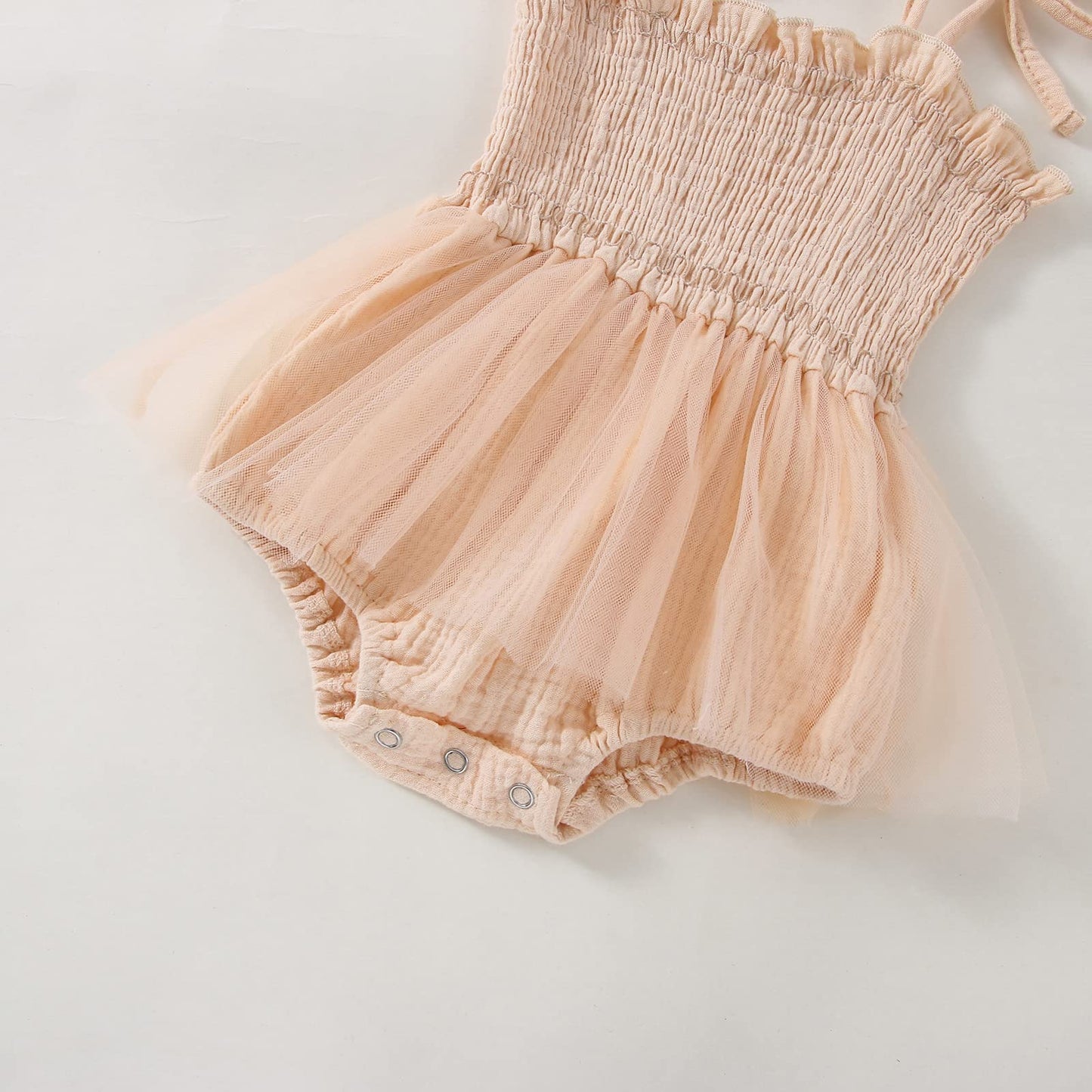 MERSARIPHY Newborn Baby Girl Summer Outfit Sleeveless Ruffle Smocked Halter Tulle Romper Dress One-piece Jumpsuit Clothes