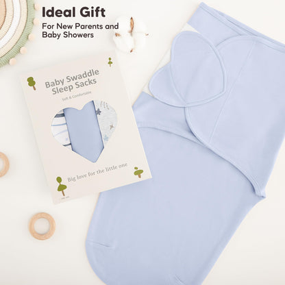 Susurration Swaddles for Newborns, 100% Cotton Baby Swaddle Sleep Sack, with Adjustable Velcro, Breathable and Durable Unisex Swaddle Sleep Sack, 3 Pack