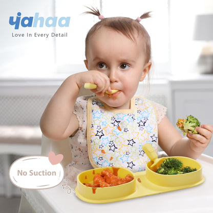 Silicone Foldable Novelty Dinner Plates,Baby Plates Travel Essential with Forks and Spoons,Microwave & Dishwasher SafeWatermelon