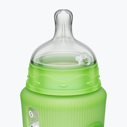 Smilo Baby Bottle Set with Stage 0 Slow Flow Anti Colic Nipple, 10 Oz / 300 ml Capacity, 3X Pack of Anti Colic Baby Bottles 0-3 Months - Aqua Blue