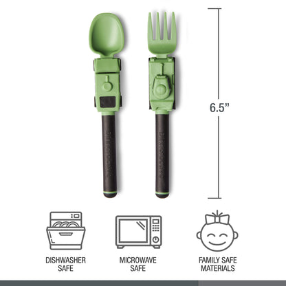 Dinneractive Utensil Set for Kids – Red Race Car Themed Fork and Spoon for Toddlers and Young Children – 2-Piece Set