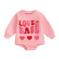 Easter Newborn Baby Girl Clothes Fuzzy Bunny Embroidery Romper Sweatshirt Bubble Jumpsuit Toddler Baby Girl Outfit