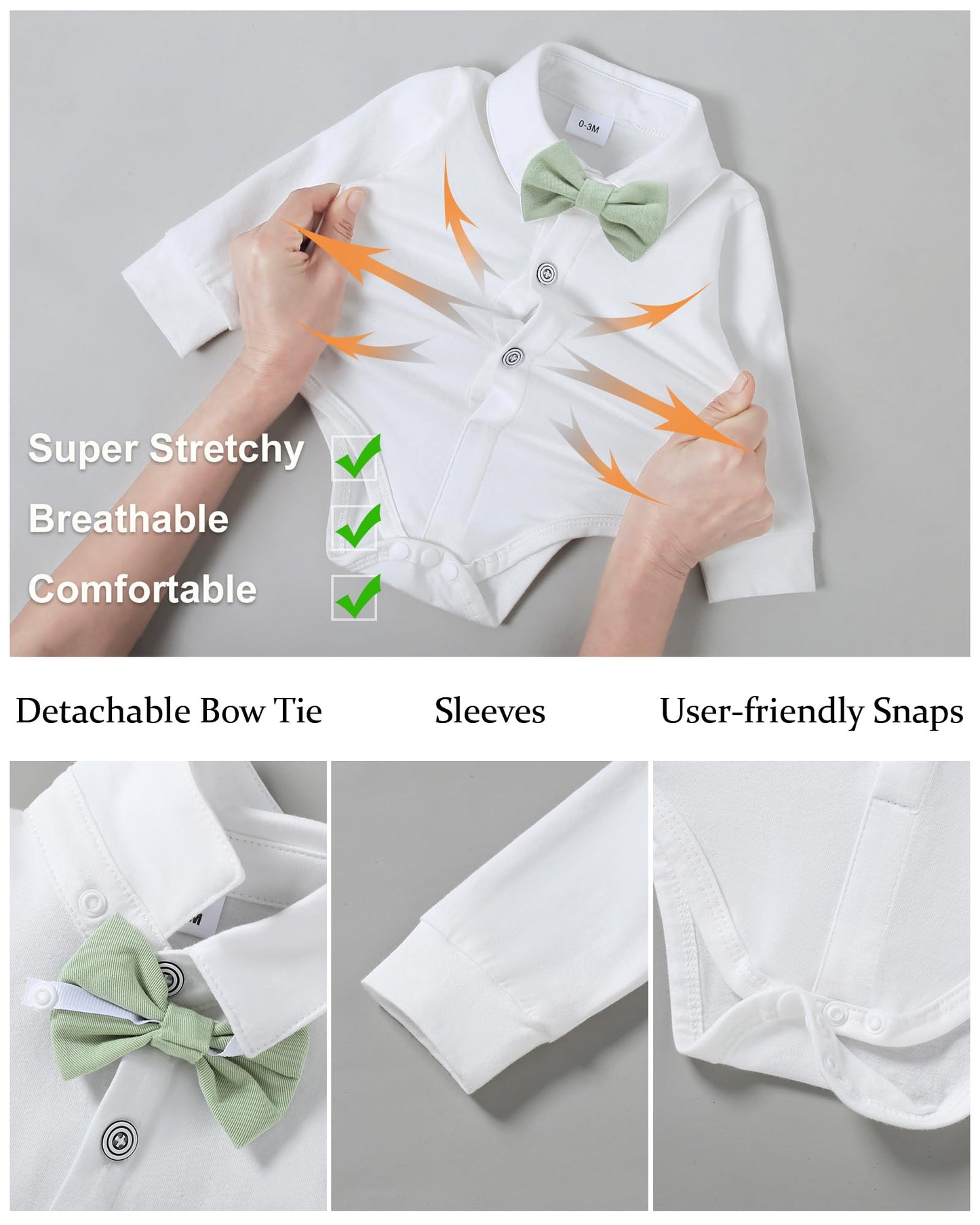 YALLET Baby Boy Clothes Suit 0-24 Months Infant Gentleman Outfits Formal Dress Shirt+Bowtie+Vest+Pants Set Baby Wedding Suits