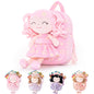 Gloveleya Toddler Backpack Baby Ballerina Girl Gifts Plush Curly Hair Ballet Backpack - Black Blonde 9 inches