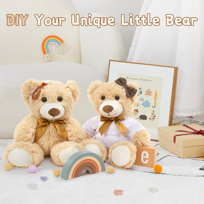 MorisMos 6Pcs Teddy Bears Bulk Baby Shower, 14inch Cute Teddy Bear Stuffed Animals Plush, Small Stuffed Bears on Centerpiece Baby Shower, White
