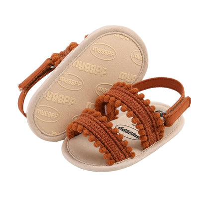 COSANKIM Infant Baby Girls Summer Sandals with Flower Soft Sole Newborn Toddler First Walker Crib Dress Shoes