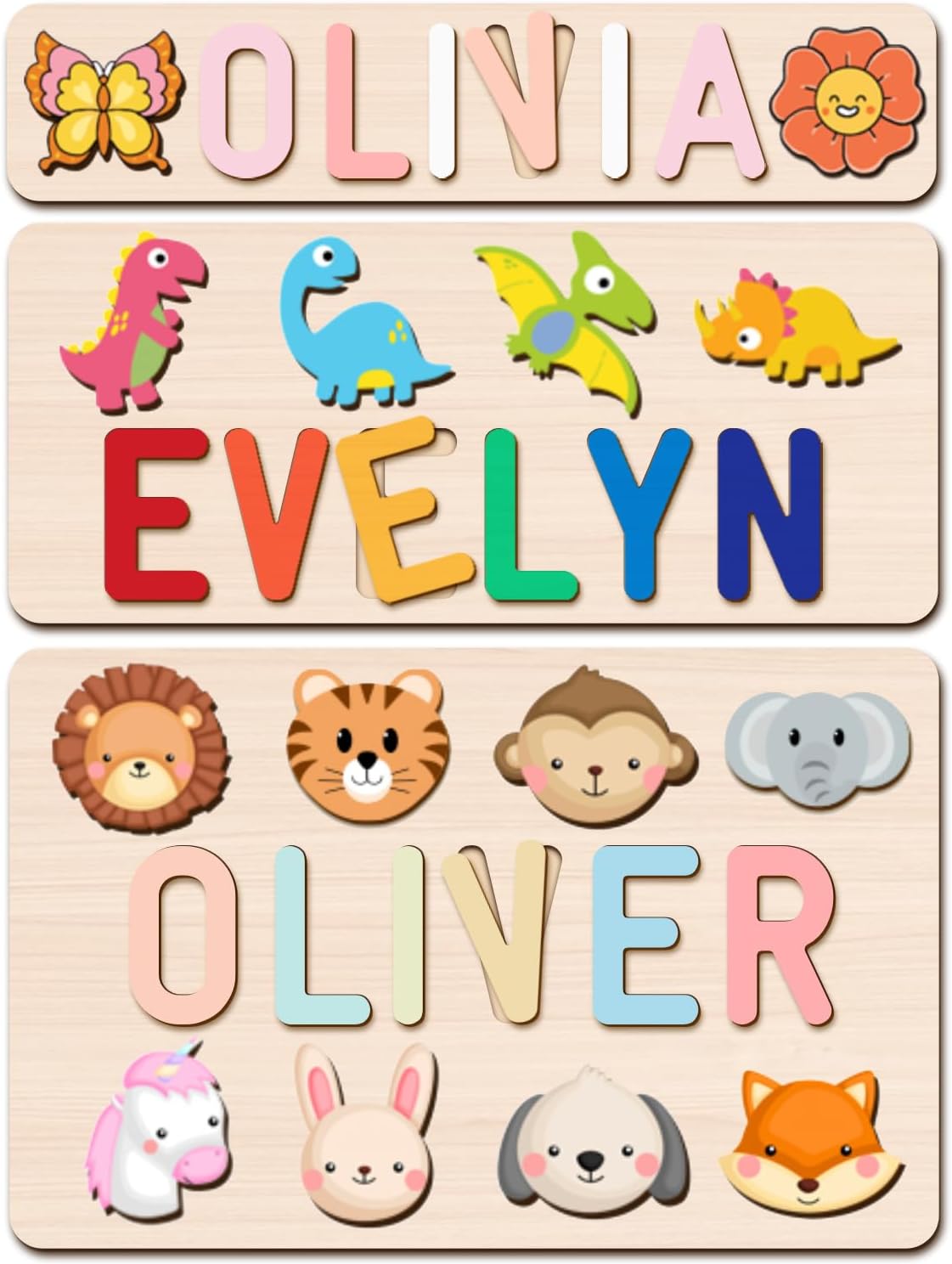 Personalized Name Puzzle with Gift Wrapping and Customizable Blessing - Montessori Learning Toy for Toddlers Ages 1-3, Helps Kids Recognize Their Names