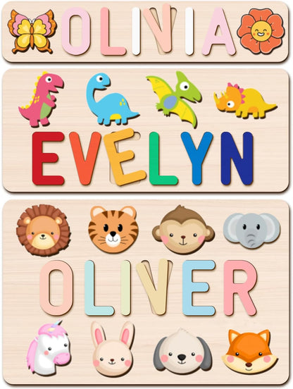 Personalized Name Puzzle with Gift Wrapping and Customizable Blessing - Montessori Learning Toy for Toddlers Ages 1-3, Helps Kids Recognize Their Names