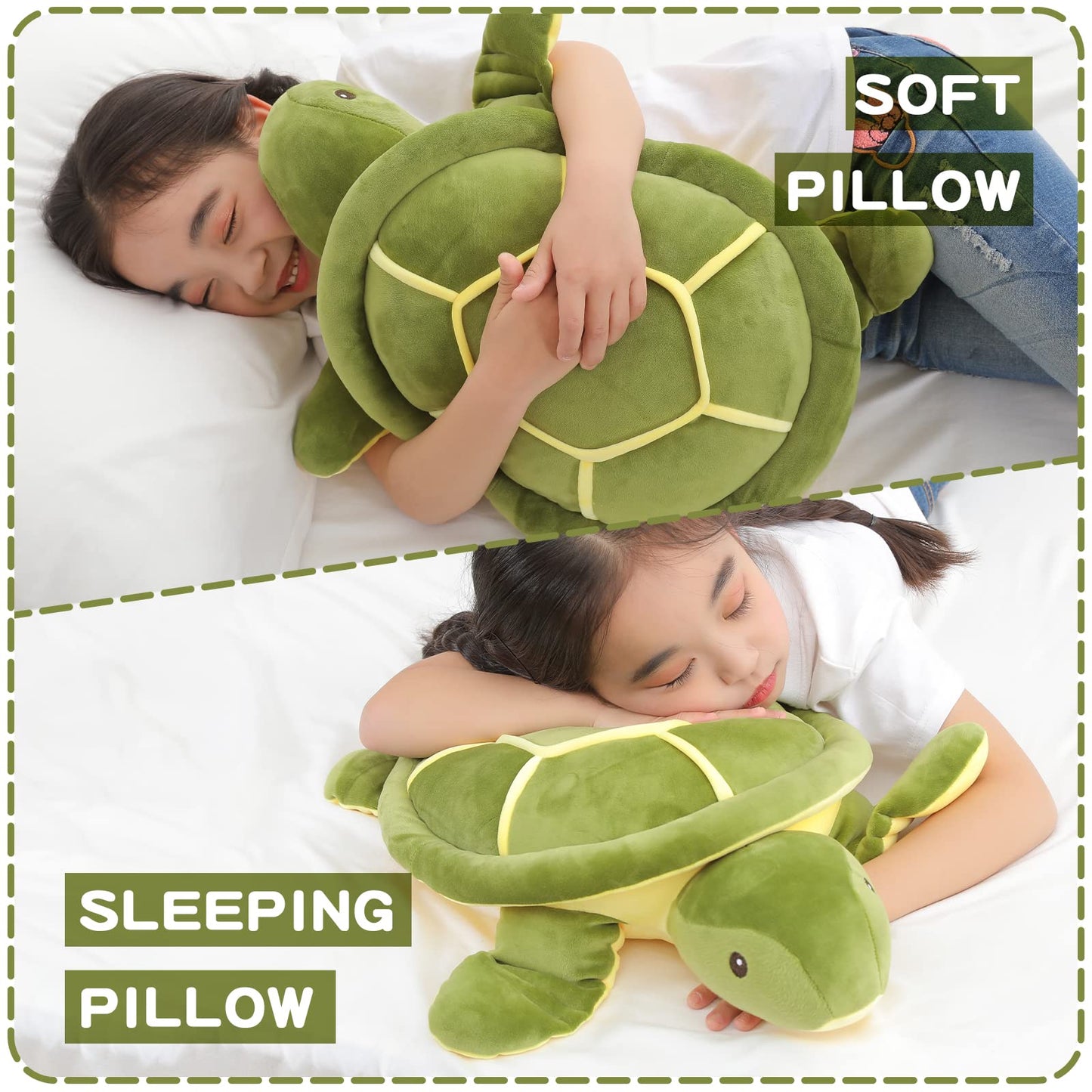 28 inch Big Green Sea Turtle Stuffed Animals Giant Soft Plush Toys, Large Ocean Turtle Plushies Body Pillow, Gifts for Kid Boys, Girls, Girlfriend, Birthday, Easter