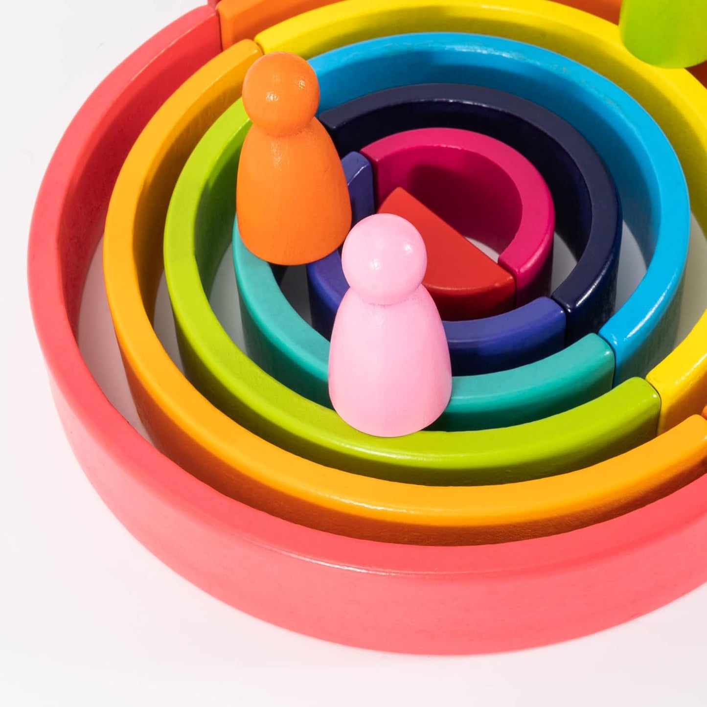 Wooden Rianbow Stacker Playset, 4-in-1 Rainbow Stacking Toys Building Blocks for Kids Ages 3 4 5 Preschool Montessori Toys Christmas Birthday Gifts for Toddlers Boys Girls 3-5 (45 Pieces)
