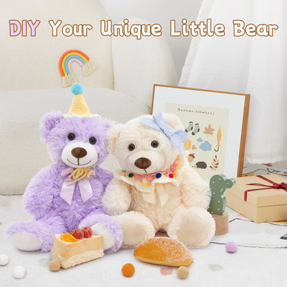 MorisMos 6Pcs Teddy Bears Bulk Baby Shower, 14inch Cute Teddy Bear Stuffed Animals Plush, Small Stuffed Bears on Centerpiece Baby Shower, White