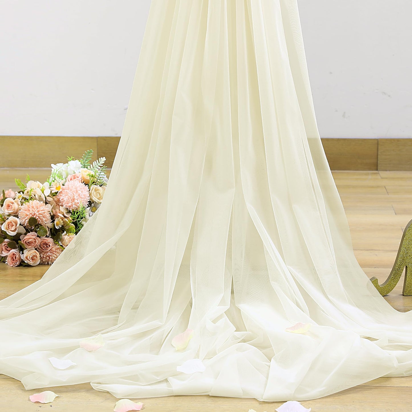 Champagne Tulle Backdrop Curtain for Parties Wedding 10ft×8ft Champagne Sheer Backdrop Curtains for Baby Shower Bridal Shower Reception Birthday Party Christmas Photoshoot Decorations 2 Panels