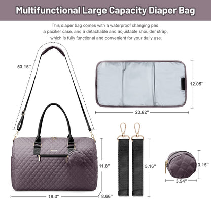 LOVEVOOK Diaper Bag Tote with Pacifier Case and Changing Pad, Large Capacity Mommy Bag for Hospital and Weekender Travel, Functional Baby Bag Newborn Baby Essential, Black