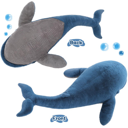 Tezituor 43.3 inch Giant Whale Stuffed Animal, Large Stuffed Whale Plush Ocean Toys, Hugging 4ft Soft Whale Plush Pillow for Girls Boys