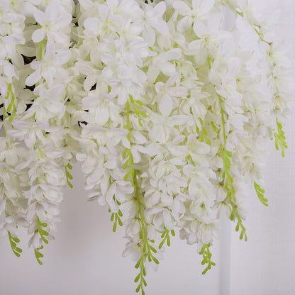 Duovlo Silk Wisteria Flower Artificial 2.13 Feet Hanging Wisteria Vine Fake Flower Bush String Home Party Wedding Decoration,Pack of 4 (Pink)