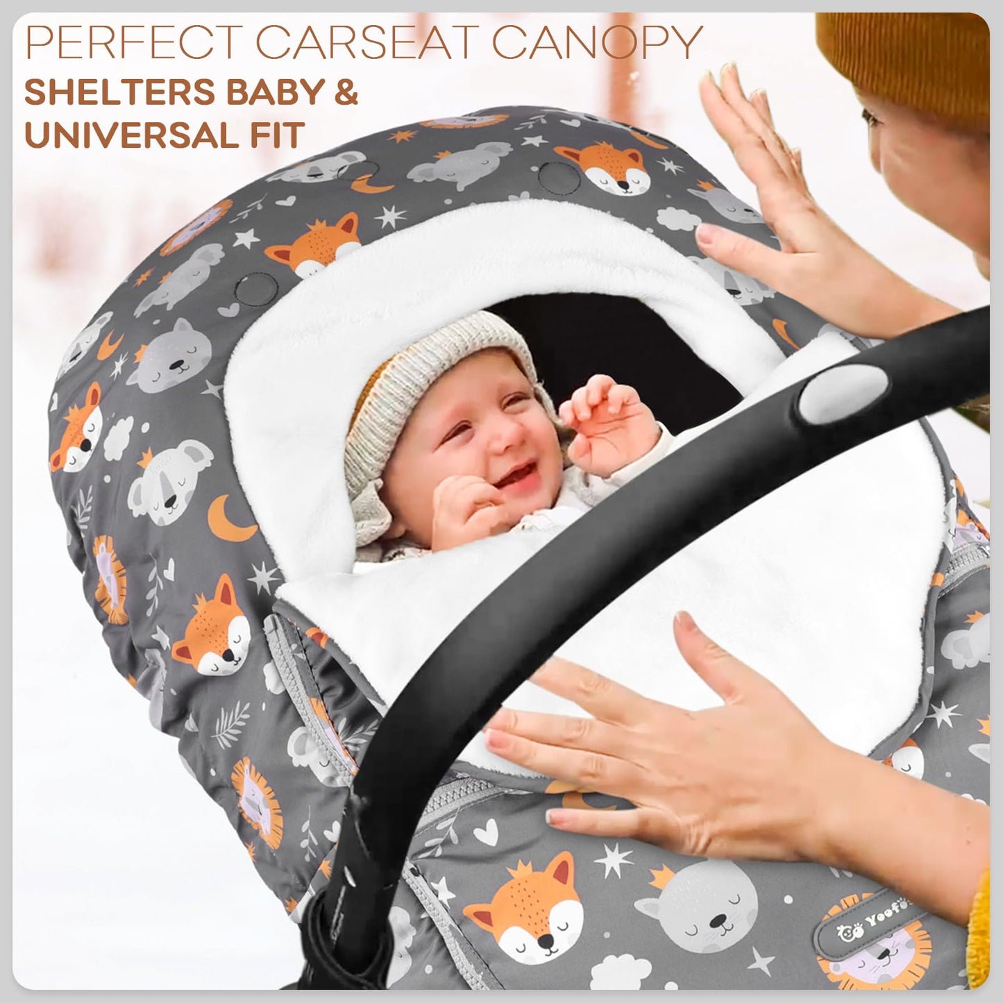 Yoofoss Baby Car Seat Cover Winter Carseat Canopies Cover to Protect Baby from Cold Wind, Super Warm Plush Fleece Baby Carrier Cover for Infant Boys Girls (Pink)