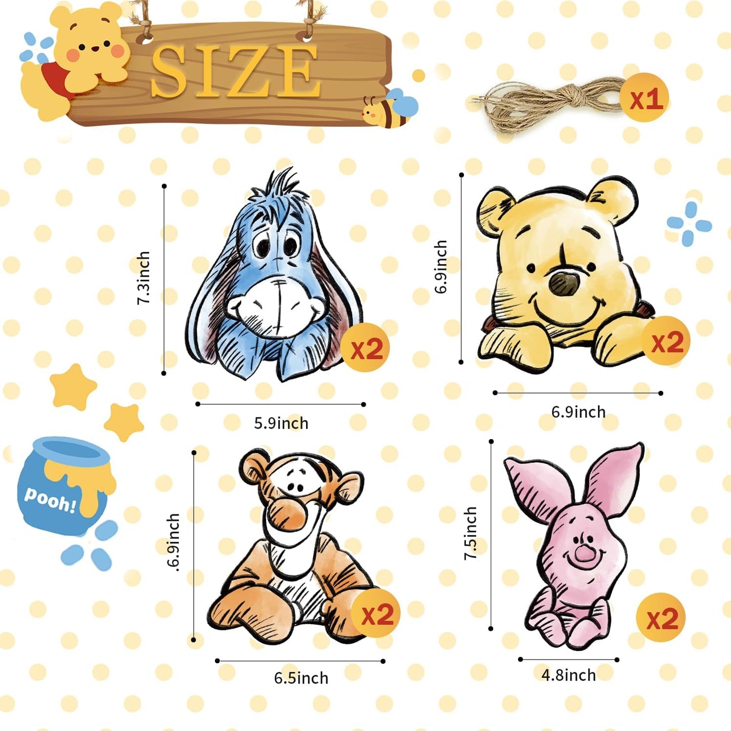Cute Bear Banner For Baby Shower Decorations Birthday Banner Party Decoration Party Supplies(8PCS)
