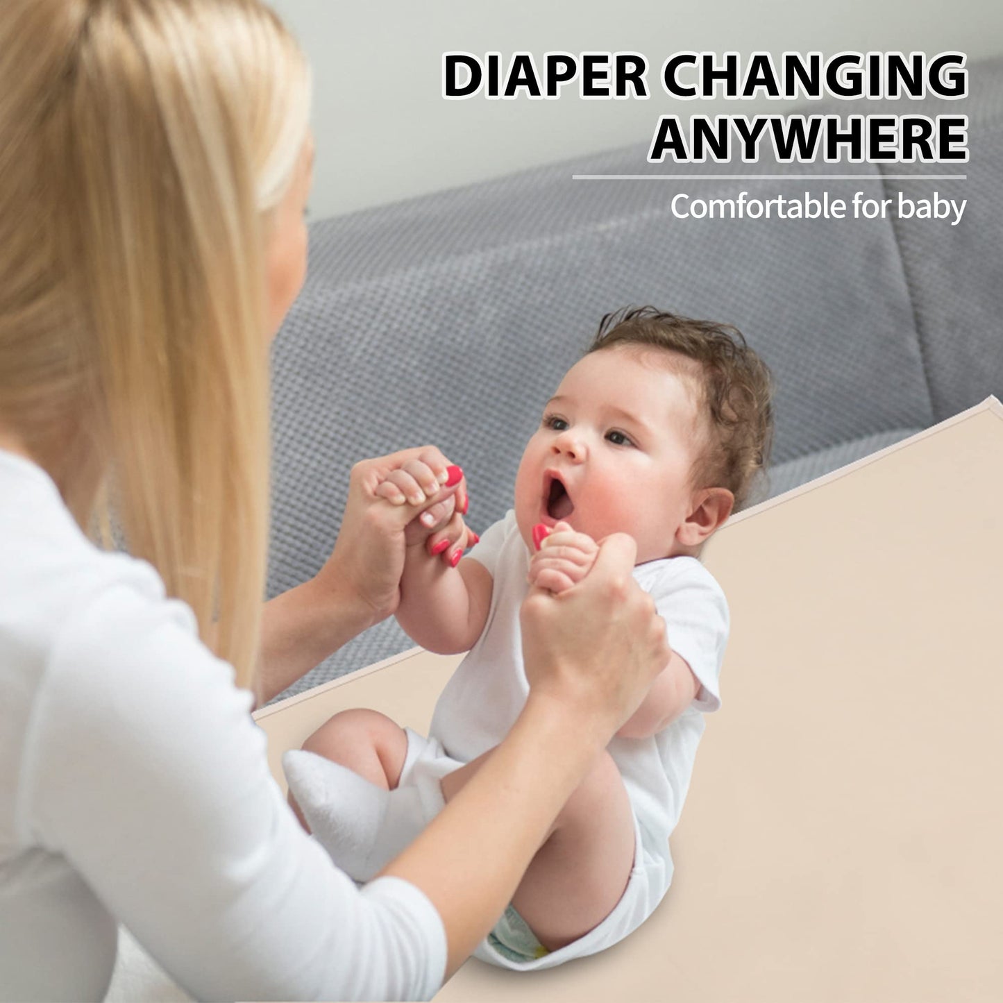 Vegan Leather Baby Changing Mat - Wipeable Portable Changing Pad, Foldable Travel Changing Mat for Baby, Newborns Toddlers Shower Gifts (Flower,20"*28")