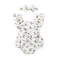 YOUNGER TREE Newborn Baby Girl Clothes Ruffle Sleeve Rompers Infant Backless Floral Jumpsuit Summer Outfits with Headband