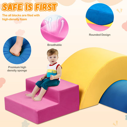 Toddler Climbing Toys Indoor, 7-Piece Colourful Foam Climbing Blocks, Soft Play Climbing for Toddlers, Modular Crawling & Sliding Play Set for Toddlers 1-3 Years Old