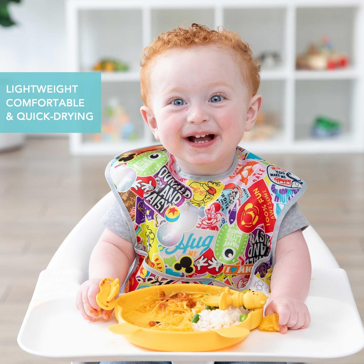 Bumkins Disney Bibs for Girl or Boy, SuperBib Baby and Toddler 6-24 Months, Essential Must Have for Eating, Feeding, Baby Led Weaning, Mess Saving Waterproof Soft Fabric, 3-pk Pooh Bear and Friends
