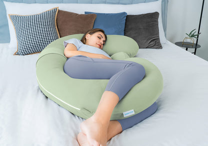 QUEEN ROSE Cooling Pregnancy Pillows,E Shaped Full Body Pillow for Sleeping, with Pregnancy Wedge Pillow for Belly Support, 60 Inch Maternity Pillow for Side Sleeper, Cooling Rayon Cover, Purple