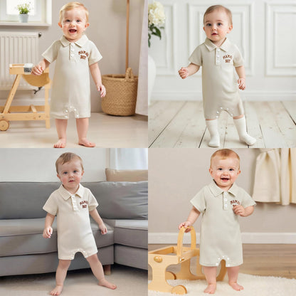 Baby Boy Rompers Half Button-up Jumpsuit Short Sleeve Bodysuit Summer Clothes