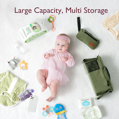 Momcozy Universal Stroller Organizer, 2 Insulated Cup Holders, Removable Zip Pocket, Adjustable Straps, Large Capacity Baby Essentials Compact Design, Fits Any Stroller (Multicolor)