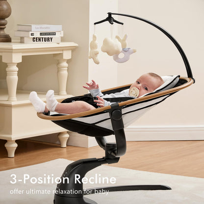 Angelbliss Baby Swing with Cry Detection, Side-to-Side Electric Swing with 5 Speeds, 180° Rotation, Indoor for Infants and Toddlers (Black)