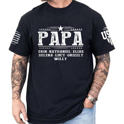 Personalized Fathers Day T-Shirt, Custom Grandpa Grandkids Name Shirt, Papa Shirts, Dad Gifts for Fathers Day and Christmas