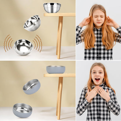 ShineMe 4 pack Baby Bowls, 5 Inches Wide Stainless Steel Bowls for Kids with Removable Colorful Silicone Sleeve, Unbreakable Toddler Bowls for Soup, Cereal, Yogurt, Snacks...