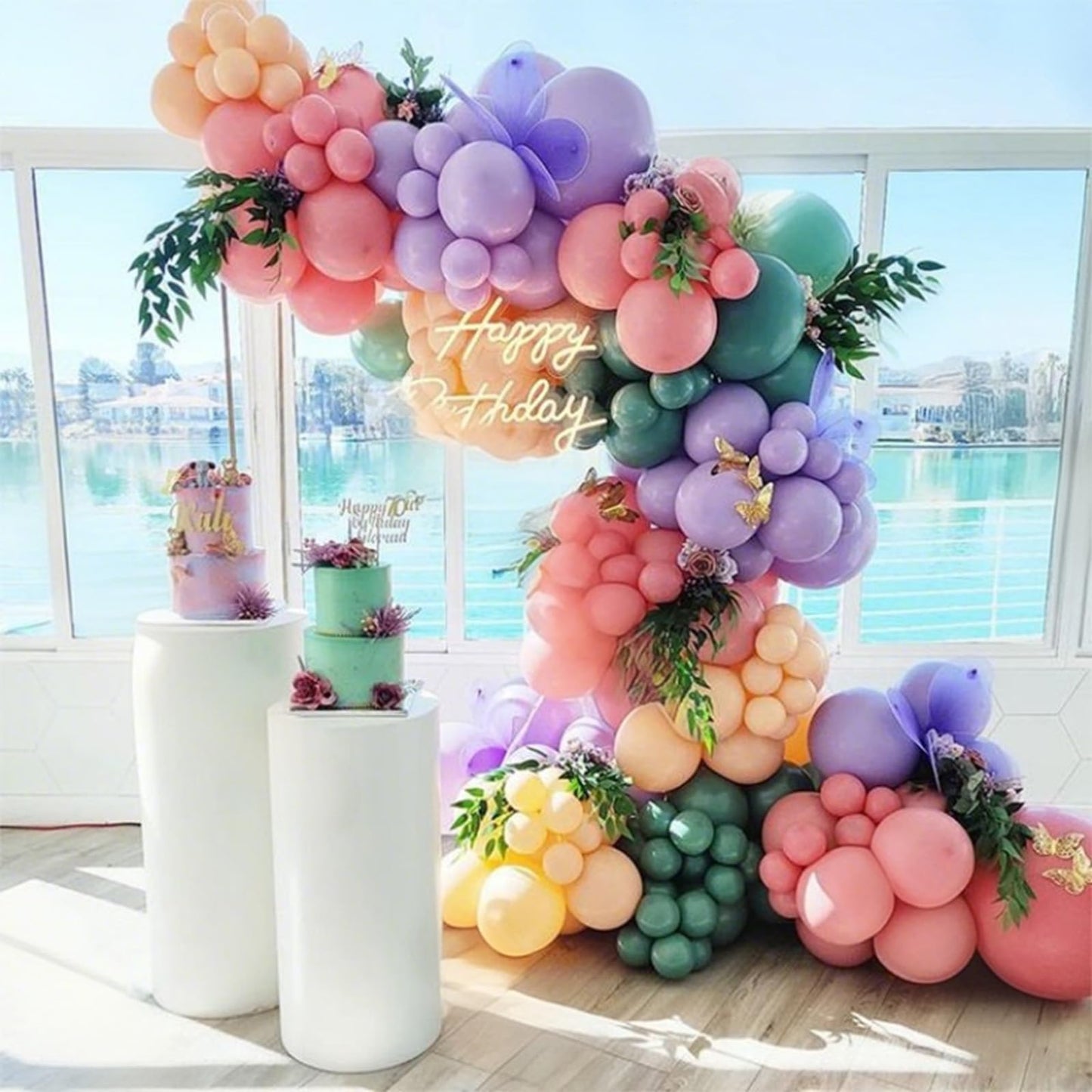 Pink White Balloon Arch Kit, Double Stuffed Pastel Pink Ivory White Balloon Garland, Baby Pink Cream White Balloons with 3pcs 18Inch Clear Balloons for Girls Birthday Baby Shower Party Decorations