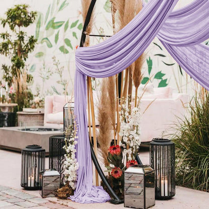 Wedding Arch Draping Fabric 2 Panels 30'' x 18FT Sage Green Sheer Chiffon Arch Drapery for Bridal Shower Backdrop Outdoor Party Church Ceremony