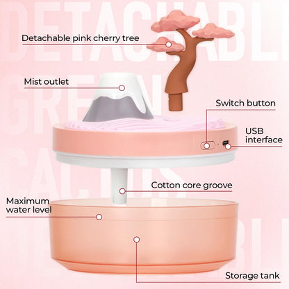 Cute Flower Mini Humidifier, 260ml Gardenia Desktop Humidifiers for Bedroom, Portable Small Cool Mist Humidification for Home, Baby Nursery, Office & Indoor Plants, USB Powered (Pink)