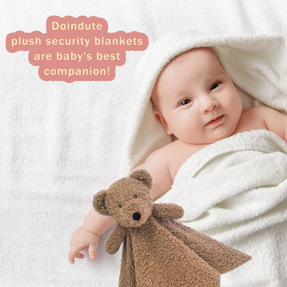 Baby Brown Teddy Bear Soft Stuffed Animal Security Blanket, Plush Bear Character Lovey Blanket, Baby Shower/Nursery Gift, Newborn Infant Toddler Snuggle Blankie for Boys Girls, 14 Inches