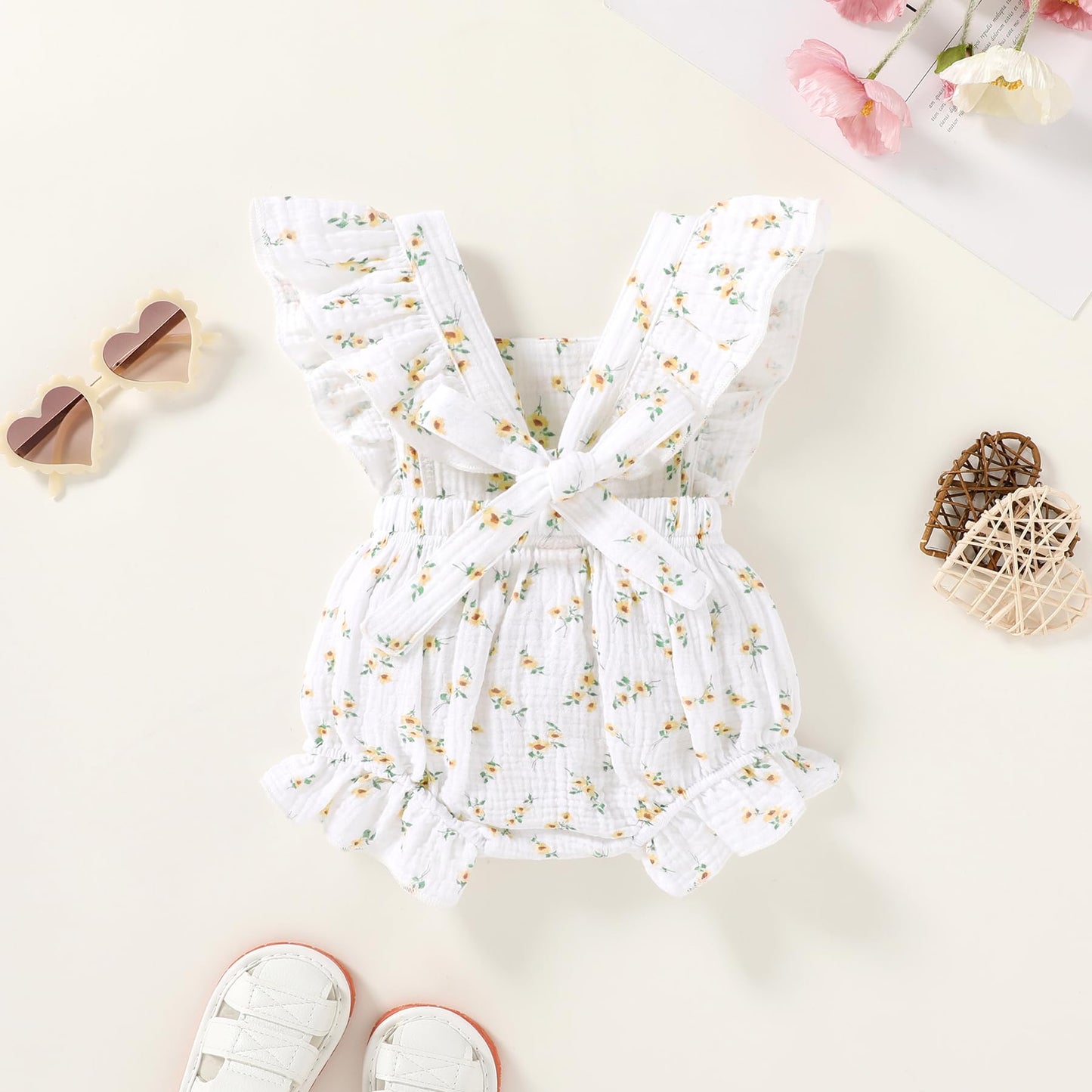 Happy Town Newborn Baby Girl Clothes Infant Summer Romper Sleeveless Floral Cute Outfits One Piece Jumpsuit Bodysuit