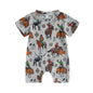 Gueuusu Country Baby Clothes Boy Girl Western Cow Print Short Sleeve Romper Bodysuit Ribbed One Piece Jumpsuit Summer Outfit